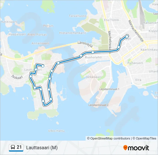 21 Bus Line Map