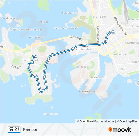 21 Bus Line Map