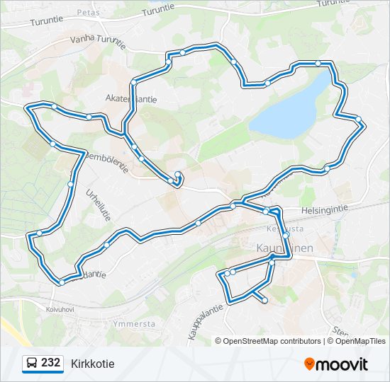 232 bussi -linjakartta