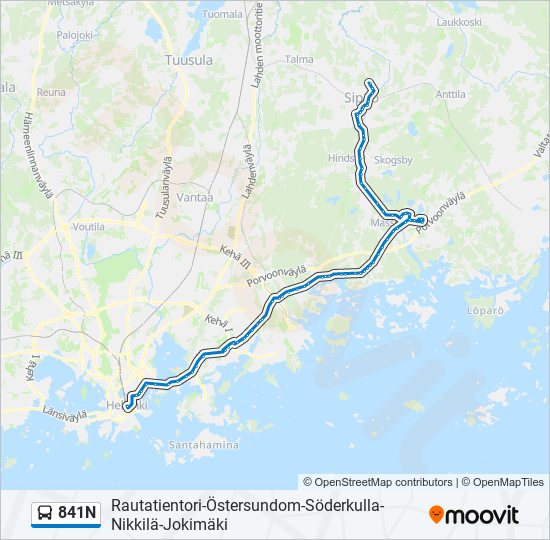 841N bus Line Map