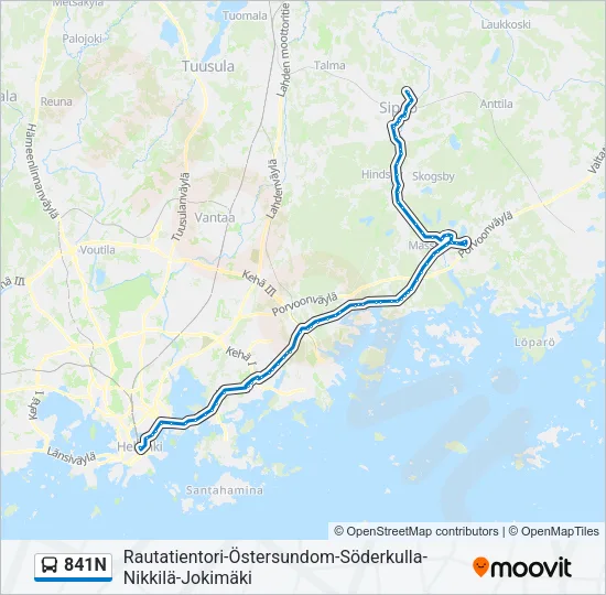 841N Bus Line Map