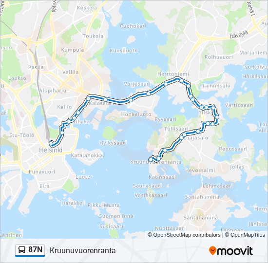 87N bus Line Map