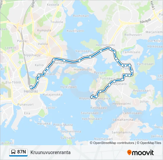 87N Bus Line Map