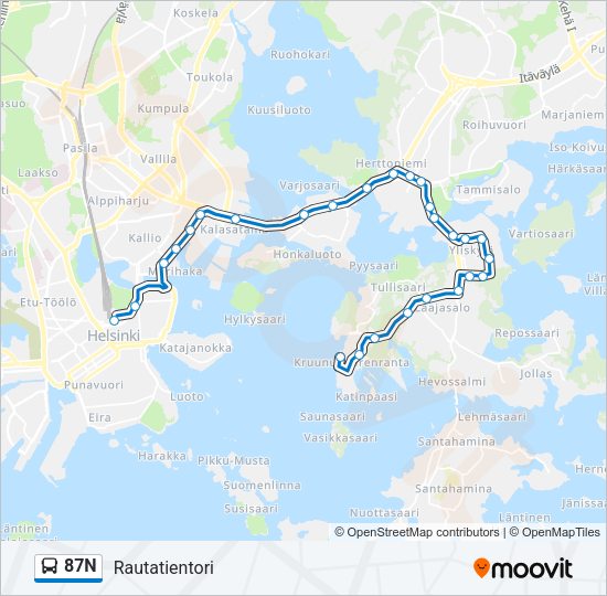 87N Bus Line Map