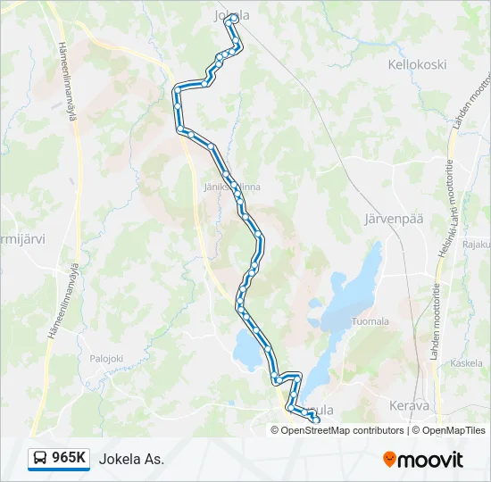 965K Bus Line Map