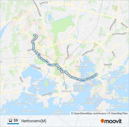 59 bussi -linjakartta