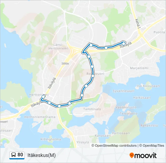 80 Bus Line Map