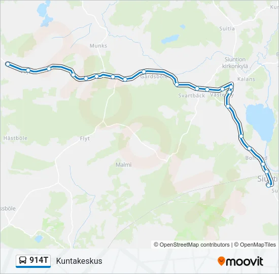 914T Bus Line Map