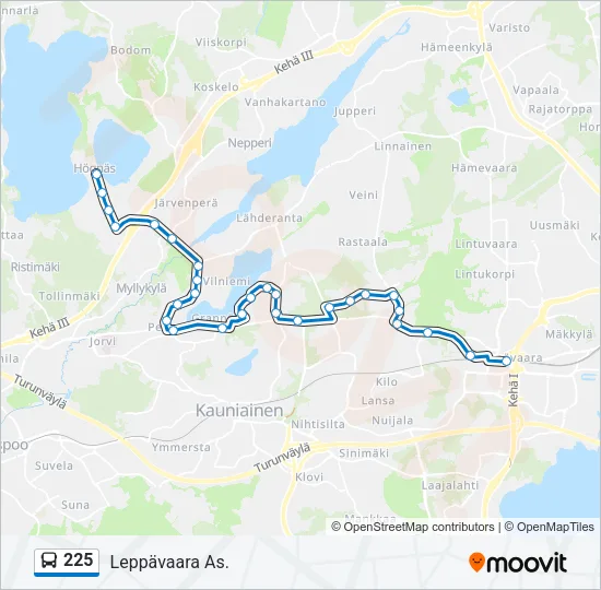 225 Bus Line Map