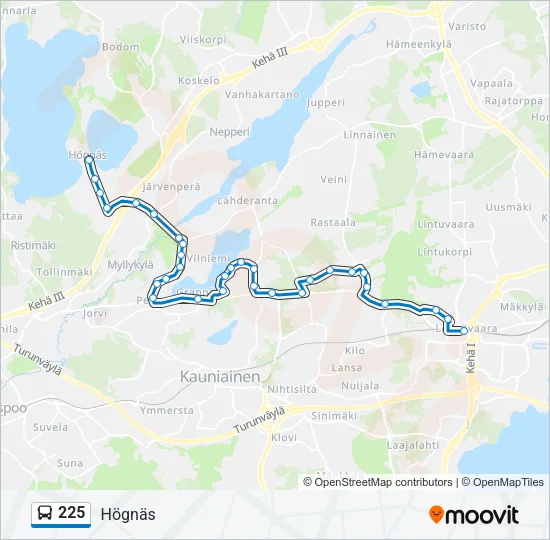 225 Bus Line Map