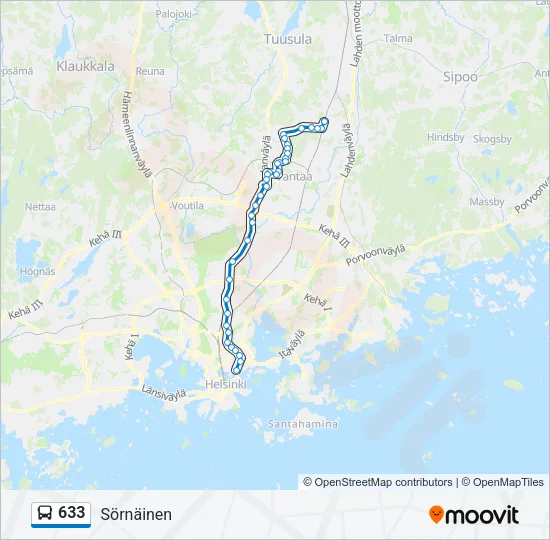 633 Bus Line Map
