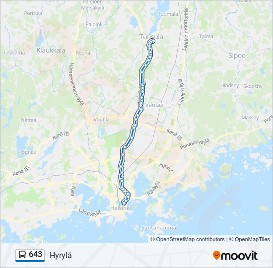 643 bus Line Map