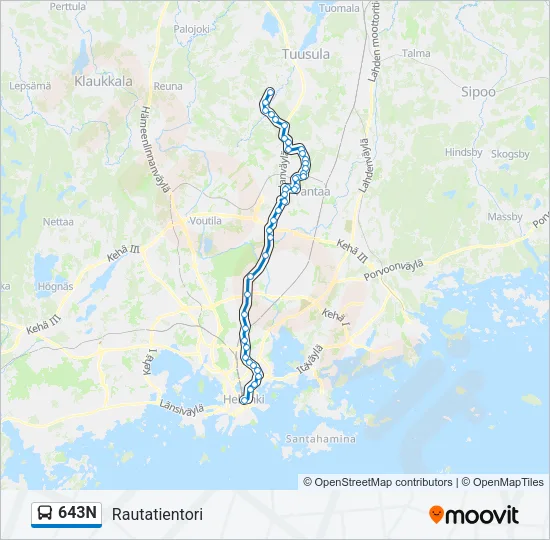 643N Bus Line Map