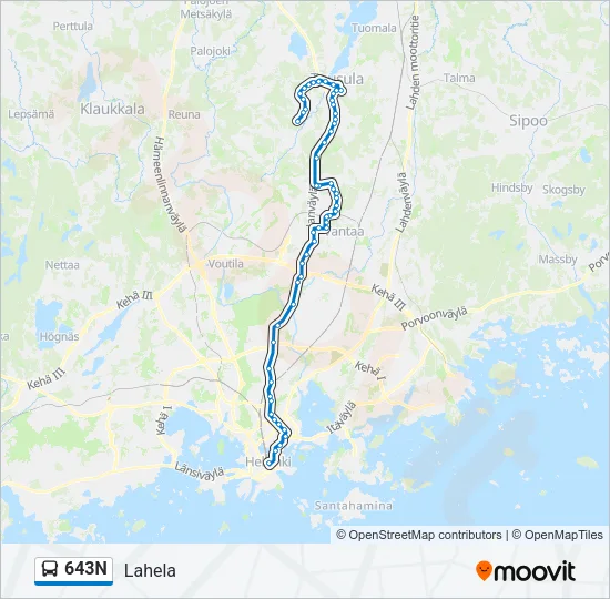 643N Bus Line Map
