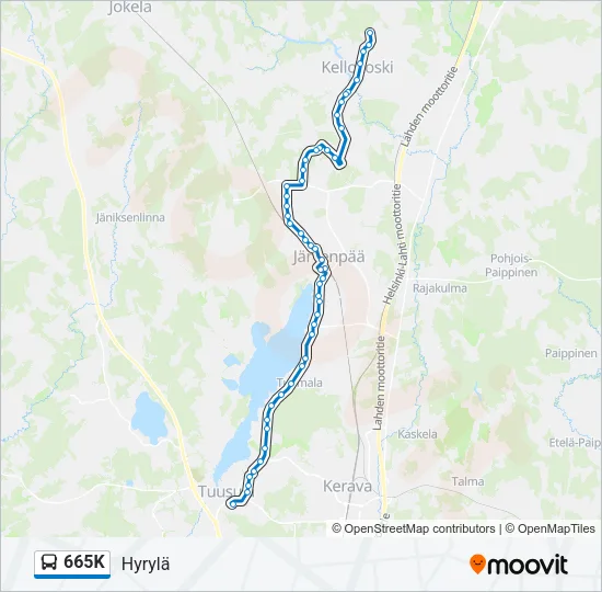 665K Bus Line Map