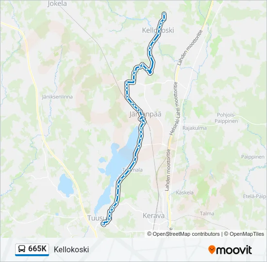 665K Bus Line Map