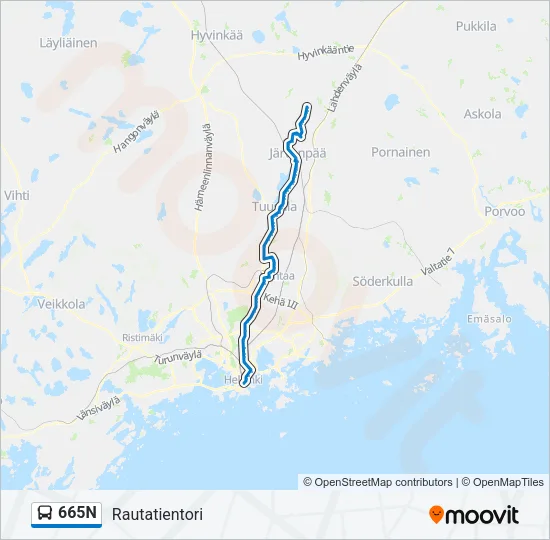 665N Bus Line Map