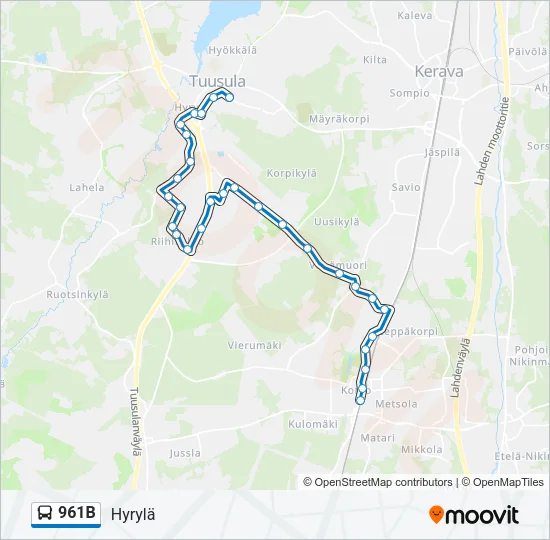 961B Bus Line Map