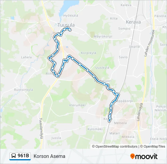 961B Bus Line Map