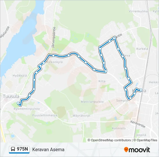 975N Bus Line Map