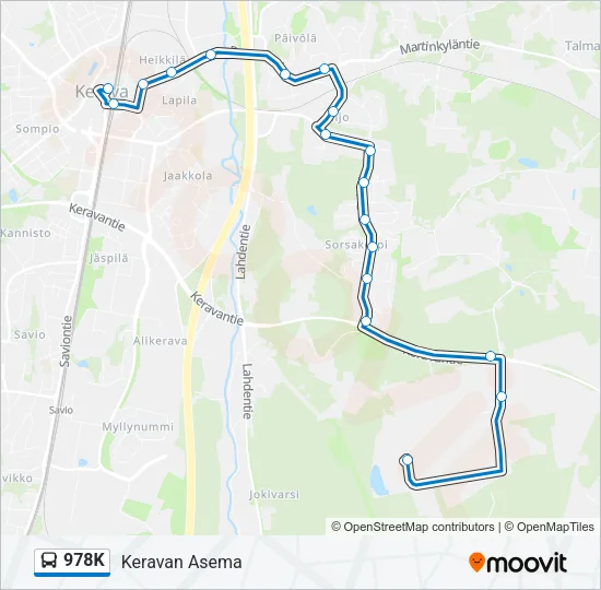 978K Bus Line Map