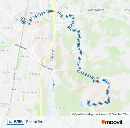 978K Bus Line Map