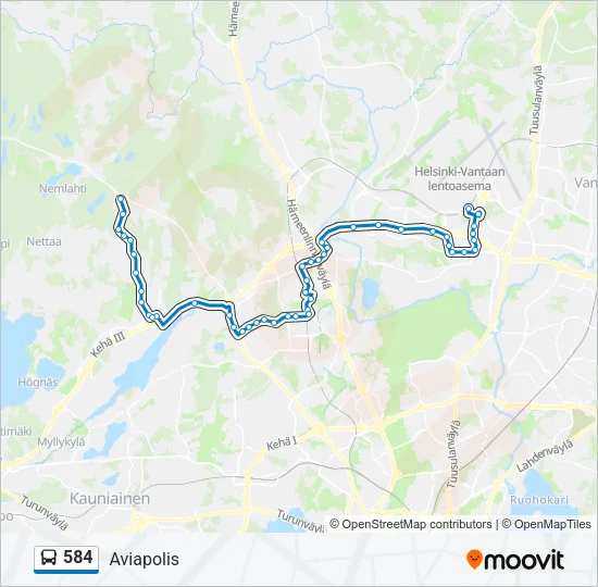 584 Bus Line Map
