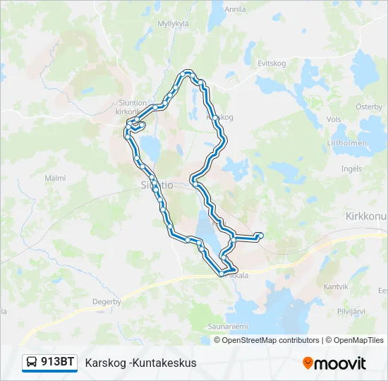 913BT Bus Line Map