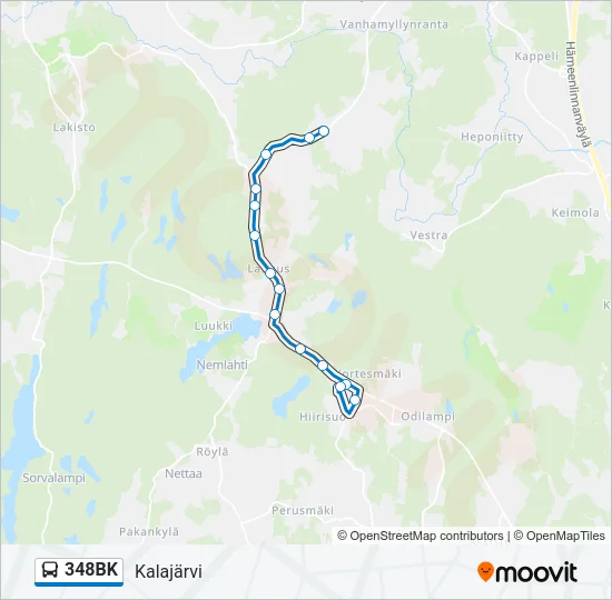 348BK Bus Line Map