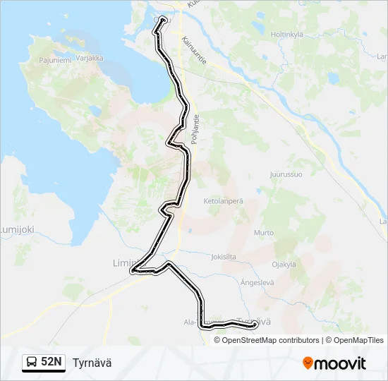 52N Bus Line Map