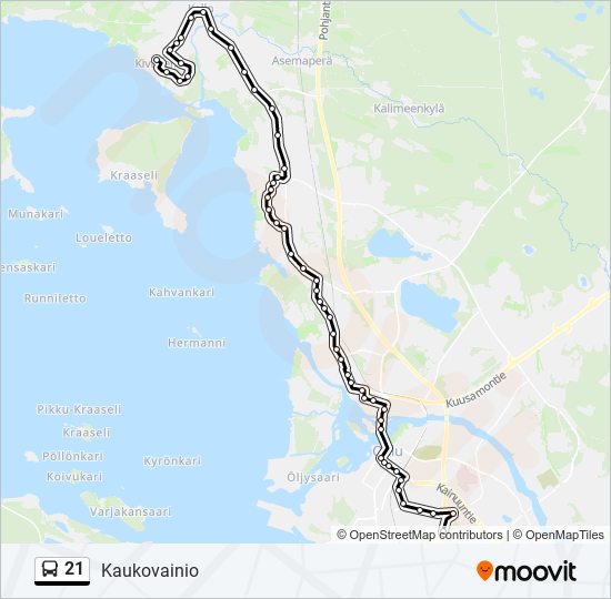 21 bus Line Map