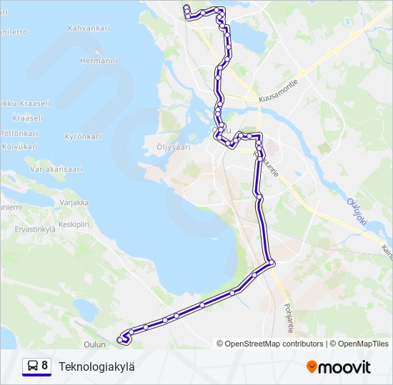 8 Route: Schedules, Stops & Maps - Teknologiakylä (Updated)