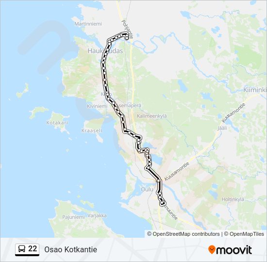 22 bussi -linjakartta