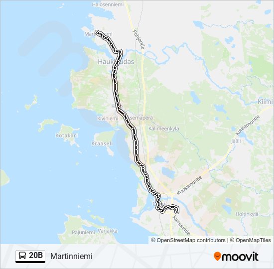 20B bussi -linjakartta