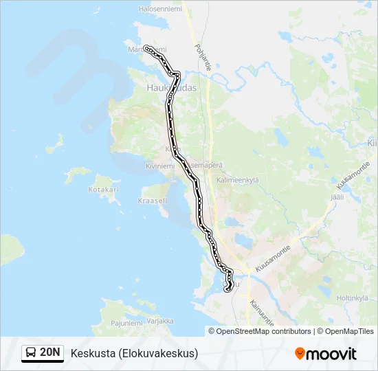20N Bus Line Map