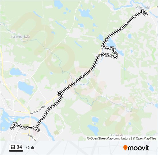 34 bussi -linjakartta