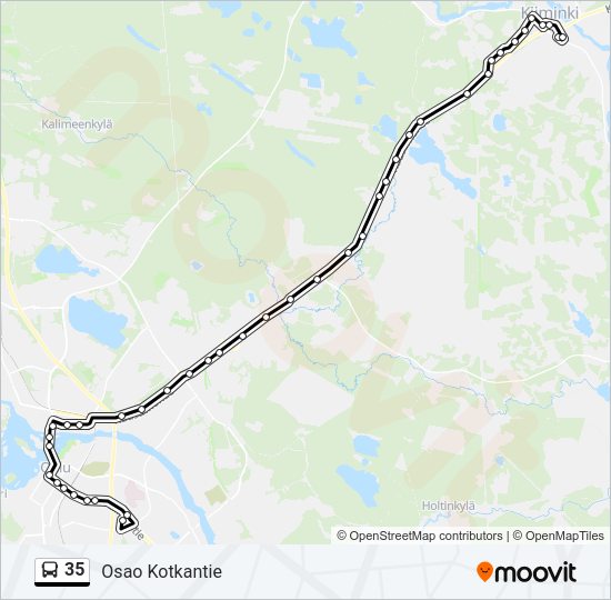 35 bussi -linjakartta