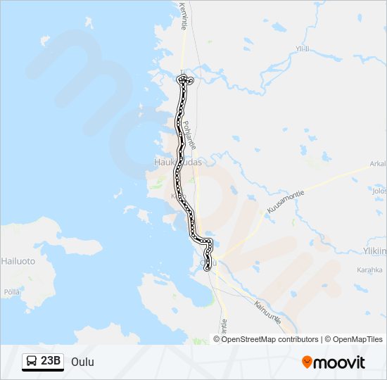 23B bussi -linjakartta