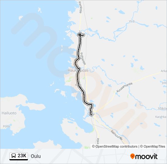 23K bussi -linjakartta