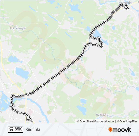 35K bussi -linjakartta