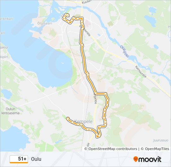 51 Reitti: Aikataulut, pysäkit ja kartat – Oulu (päivitetty)