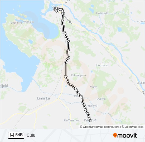 54b Reitti: Aikataulut, pysäkit ja kartat – Keskusta (Kuvernööri)  (päivitetty)