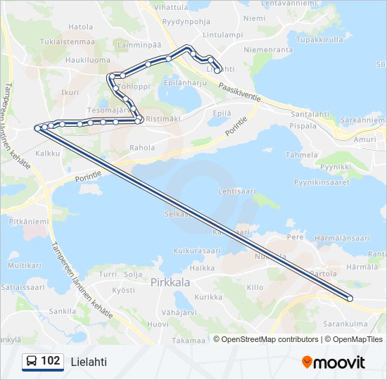 102 Bus Line Map