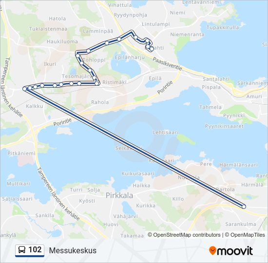 102 Bus Line Map