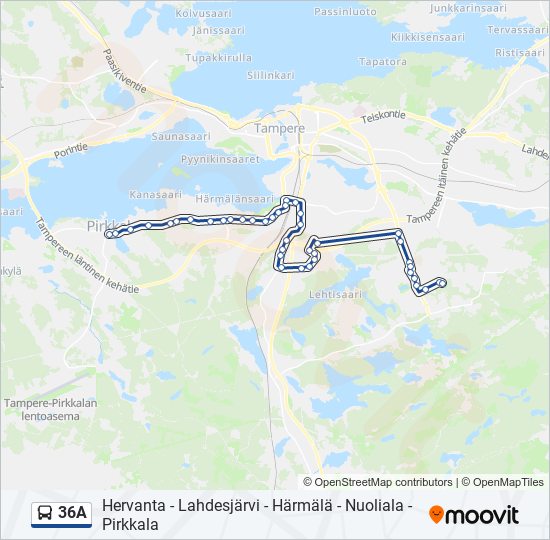 36A bus Line Map