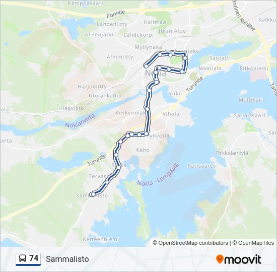 74 Bus Line Map
