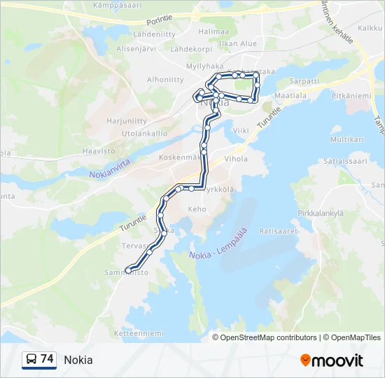 74 Bus Line Map
