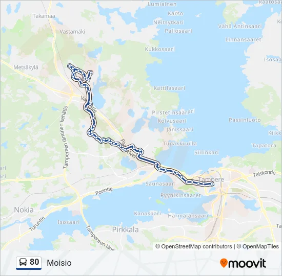 80 Bus Line Map