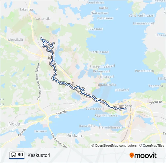 80 Bus Line Map