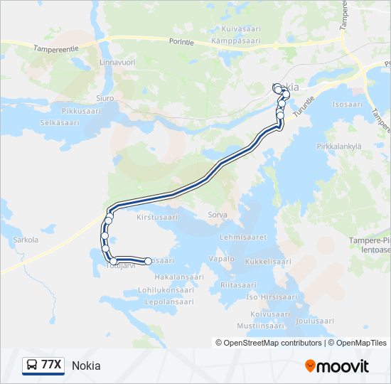 77X bus Line Map